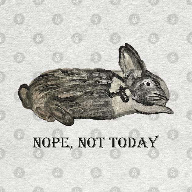 Nope, not today – black and white rabbit by Anke Wonder 